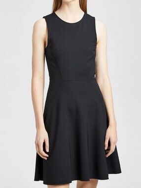 Theory Wool Classic Black Sleeveless Fit-and-Flare Dress Size 10 Factory Defect